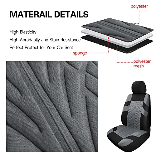 Varcozy Car Seat Covers Front Pair,Universal Cloth Front Seat Covers For Car,Breathable And Washable Seat Covers For Suv, Sedan, Van, Automotive Interior Covers, Airbag Compatible, Black&Grey #TOP4