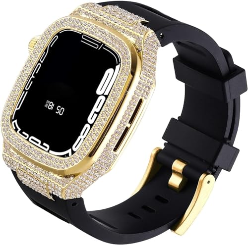 Bracelet Apple Watch 45mm 44mm acier EZZON avec kit modification iWatch série 8 7 6 SE diamant