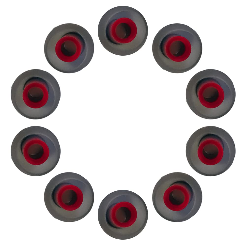 Soft Silicone Rubber Earbuds Tips - Black and Red Color - Pack of 10 Units in 1 Packet - Earphone Buds Rubber - Suitable for All Earphones with Sound isolating Design-image-41