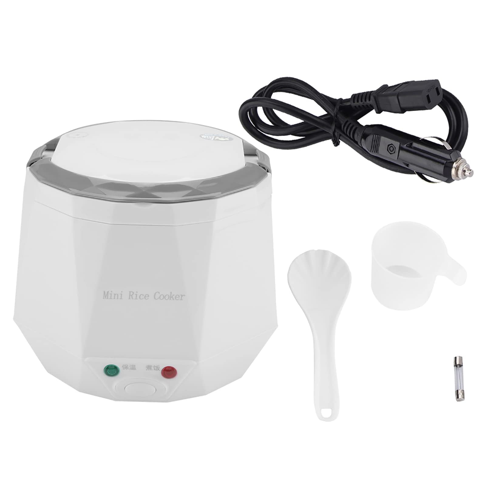 Vaporizador Portátil Multifuncional para Alimentos, Mini Olla Eléctrica de 1,6 L para Uso en Camiones, Ollas Arroceras de 24 V Y 140 W, Pequeños Electrodomésticos(Blanco)