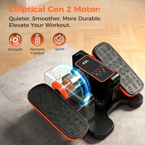 Image of ESL Under Desk Elliptical, Electric Elliptical Leg Exerciser for Seniors | 12 Speed Adjustable, Quiet Elliptical Exercise Machine with Remote, Seated Pedal Exerciser with Strap, Portable