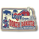 Love from North Dakota Vintage State Magnet by Classic Magnets, 3D Rubber Vintage-Style Collectible Souvenirs and Gifts Made in the USA, 2.7" x 1.8"