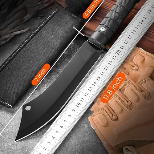 Image of Stainless Steel Meat Knife for Kitchen, Heavy Duty Knife for Chopping, Dicing & Mincing,Butcher Knife for Home & Restaurant Use,Ergonomic Handle (1PC, Black)