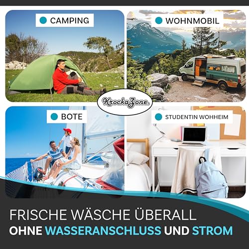 Tragbare Waschmaschine ohne Strom - Faltbarer Waschbeutel Pömpel Waschbrett Set, klein & leicht für Handwäsche, Reisewaschmaschine - Outdoor mobile mini Waschtasche für Camping, Reisen, Urlaub