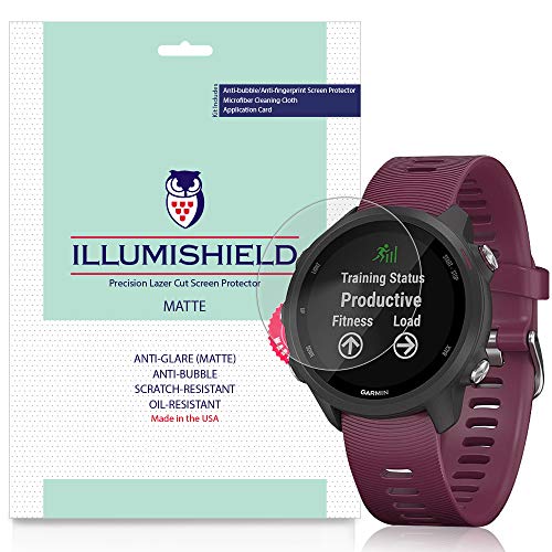 iLLumiShield Matte Screen Protector Compatible with Garmin Forerunner 245 (3-Pack) Anti-Glare Shield Anti-Bubble and Anti-Fingerprint PET Film