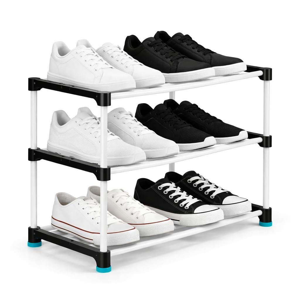 PLX PRO Space Saving 3 Layer Shoe Rack Stand, Stackable Plastic Footwear Organizer Shelf for Home, Closet, Bedroom & Entryway-image-42