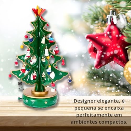 Árvore De Natal Giratória Com Música Natalina Enfeite Com Pingentes