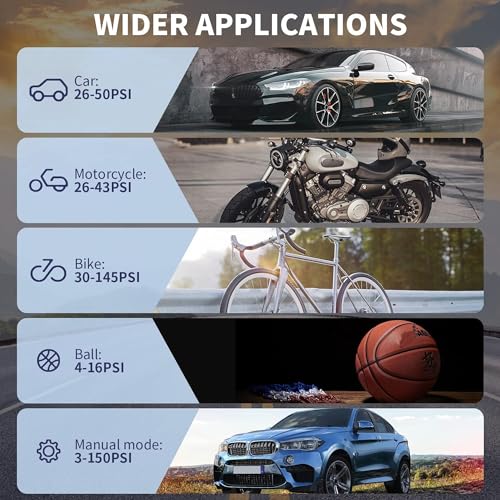 Image of Car Tyre Inflator, Rechargeable Portable Air Compressor, 2X Fast Inflation, Cordless and Accurate Tire Pressure with digital display, 150PSI Auto Shut Off Air Pump for Car, Bike, Cycle, Ball