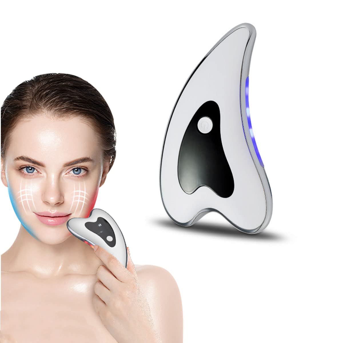 Herramientas Faciales Eléctricas Gua Sha, Masajeador De Raspado Facial con Calor Y Vibración, Tablero Guasha Recargable por USB para Antienvejecimiento, Antiarrugas, Levantamiento De La Cara