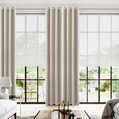 Image of Linen Grommet Curtains for Bedroom 52x96 inch Length