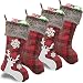 WUJOMZ Set of 8 Christmas Stockings, 18 Inches and 9 Inches Burlap with Large Plaid Snowflake and Plush Faux Fur Cuff Stockings, for Home Decor