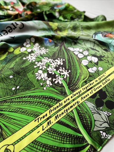 Universal Zone Anne of Green Gables by L.M. Montgomery Square Satin Scarf. Neck Scarf, Headscarf, Bag Scarf, Shawl. Bookish Gift, Green Scarf4