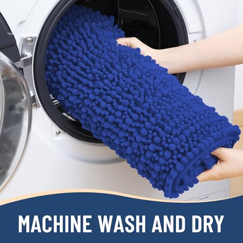 Image of Arotive Luxury Bathroom Rugs 30x20, Extra Soft Thick Absorbent Shaggy Chenille Bath Rugs, Machine Wash Dry, Bath Mats for Bathroom Floor, Tub and Shower, Home Decor Accessories, Dark Blue