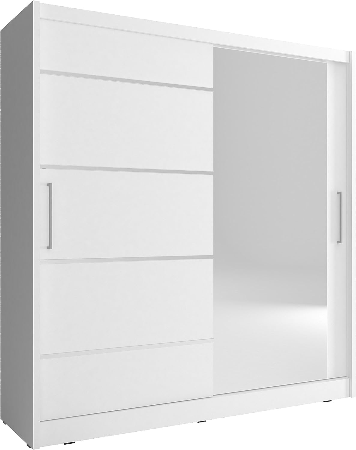 Wardrobe with 2 Sliding Doors 7 a Drawers with Mirror & Shelves for Bedroom - White Color(WxHxD):180x200x62 cm, Suitable for Bedroom, Laundry Room, Closet, Garage,