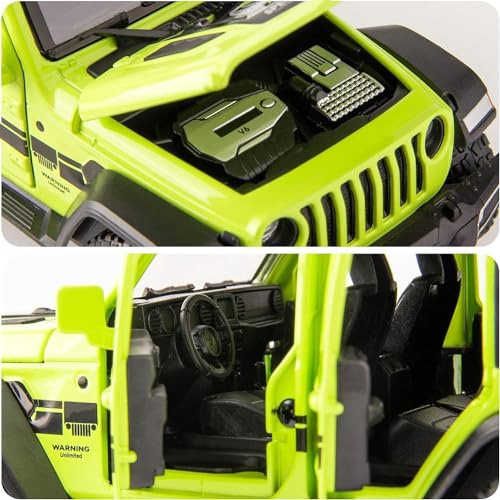 Image of Compatible For 1 /32 Wrangler Alloy Diecast Pull Back Model Car | Collectible Toy Vehicle with Light & Sound, Openable Doors Gift Toy for Kids Boys Girls Toddlers - Birthday Christmas Present (green)