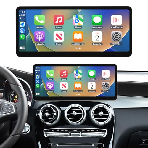 Road Top CarPlay Autoradio,12.3 Pouces Ultra-Fin Carplay Écran Tactile de Voiture pour Mercedes Benz C GLC V Klasse W205 mit NTG 5.0 2015-2018, Car Radio Touchscreen...