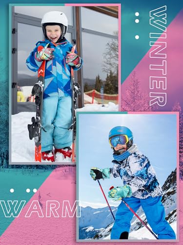 Image of Honoson 2 Pairs Kids Snow Gloves, Winter Waterproof