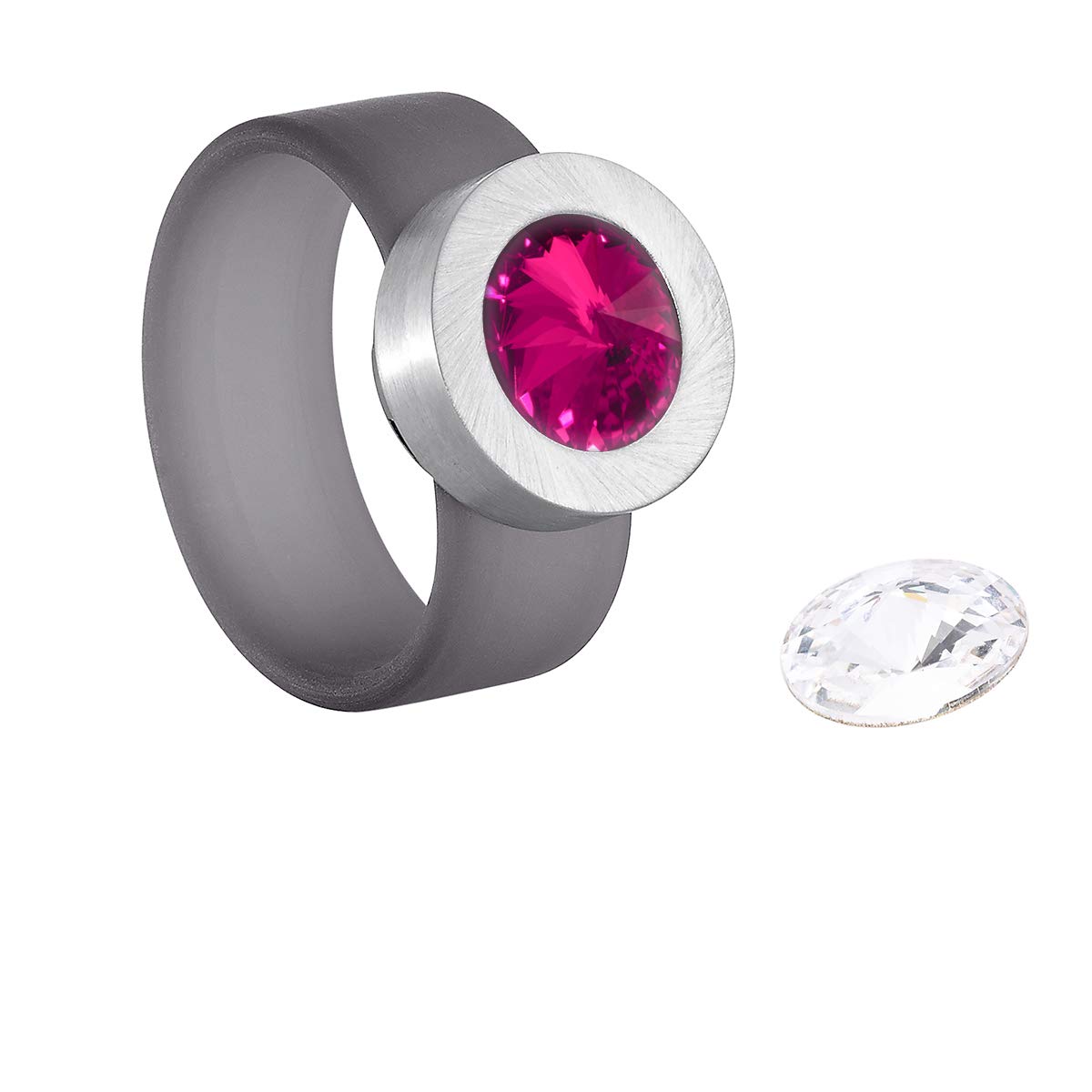 Heideman Ring Damen Colori Edelstahl mit Wechselstein fuchsia Gr.60