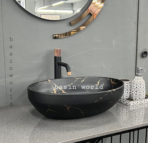 Image of IMPORTED Ceramic Wash Basin Countertop Tabletop Bathroom Sink Wash Basin (20 x 14.5 x 5.5 INCH) NCTT-439
