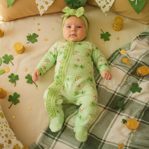 Image of Kuriozud Newborn Infant Unisex Baby Boy Girl Button Solid Romper Bodysuit One Piece Jumpsuit Outfits Clothes | Newborn Baby Girl Sleeper for Daily, Brithday, Halloween, Christmas, New Years, Valentines, St. Patrick's Day, Easter 0-9M