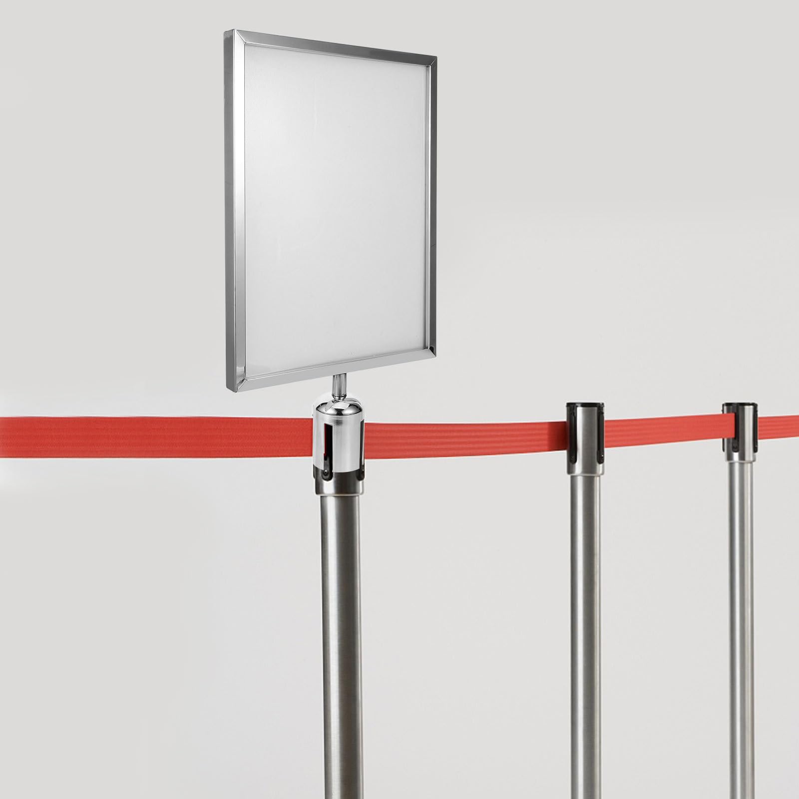 UKCOCO Support de Panneau de Signalisation Facile à Installer Porte-panneaux A3 pour Poteau en Acier Inoxydable Argenté et Résistant la Déformation pour Aéroport et Stations
