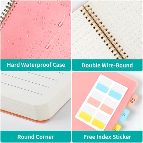 Smarpau 4 Pack Spiral Notebook, 8.5" X 11" Large Dotted Notebook, 120 Gsm Thick Paper, 57 Sheets/114 Pages, Notebook College Ruled, Dot Grid Notebook For School And Work (Orange, Blue, Yellow, Pink) #TOP3