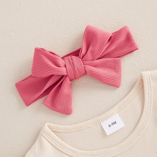 Toddler Baby Girl Fall Winter Clothes Ribbed Ruffle Long Sleeve Shirt + Flared Pants Outfits Set2