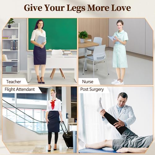 Image of Medical Compression Stockings for Women & Men, 20-30 mmHg Footless Thigh High Compression Socks, Long Graduated Compression Sleeves, Full Leg Pressure Support Hoses for Varicose Veins, Edema