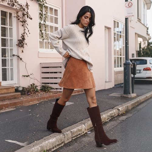 Mattiventon Knee High Boots Women Long Tall Boots Chunky Heel Round Toe Side Zipper Fashion Dress Date Party 20252