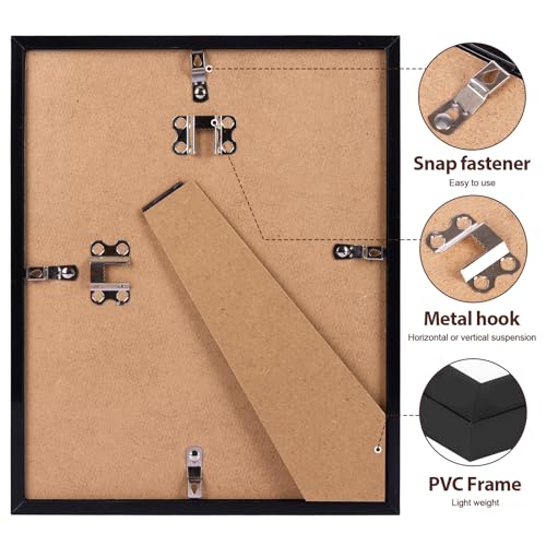 Image of Fixwal 8x10 Picture Frame Set of 6 Graduation and Father's Day Gifts with Shatter Resistant Plastic Cover, Thin Border and Light Weight Photo Frames for Wall or Tabletop Display, Black