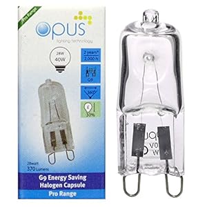10 Pack Opus 2 pin G9 Capsule 28 watt = 40 watt Halogen Light Bulbs