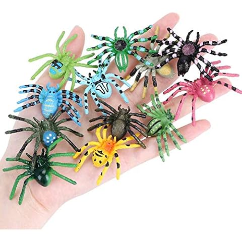 JOKFEICE Realistic Animal Figures - 12 Pieces Plastic Halloween Spider Toys for Kids - Spider Action Model Insect Toy Figures - Educational Learning Toys Birthday Gift Set for Kids Cover
