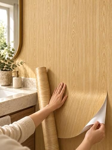 Papel de Parede Adesivo Madeira Clara 10 m para Parede e Móveis