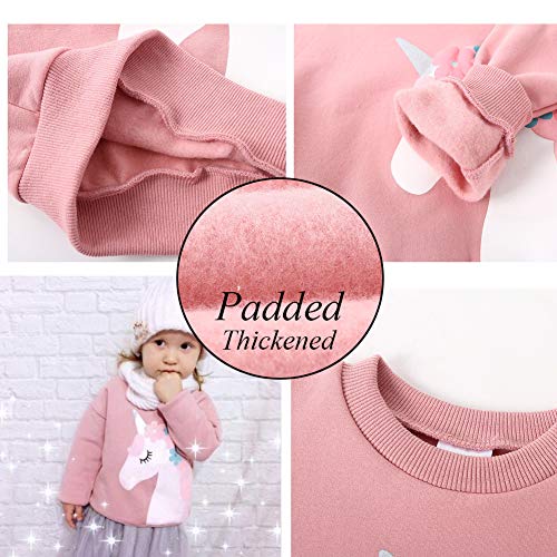 Image of weLaken Unicorn Sweatshirts for Girls Thick Cotton Pullover Tops Fall Winter Children Girls Clothing