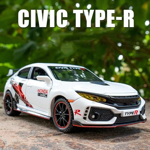 Image of DARVICE 132 Civic Type R Toy Car Alloy Diecast Metal with Openable Door Light Sound Pullback Toy Car for Kids