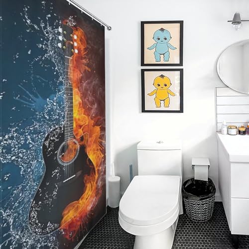 Rideau de douche guitare polyester imperméable lavable 152x183cm salle de bain - 3