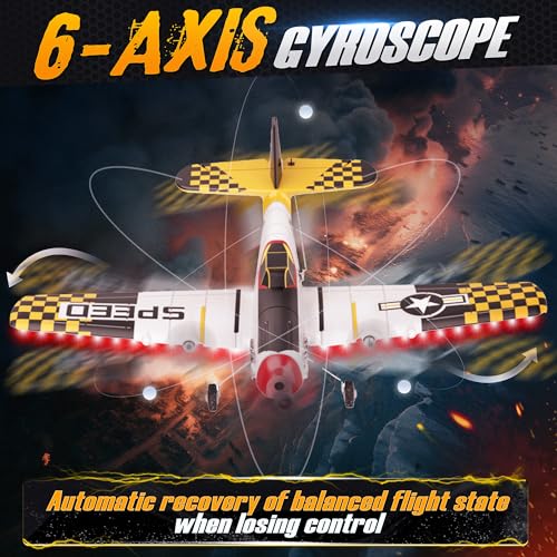 BEZGAR RC Plane, Drones for Kids, 6-axis Gyro Remote Control Airplane, RC Helicopter, Easy Control for Beginners Toys with Colorful LED Navigation Lights Yellow - Image 5