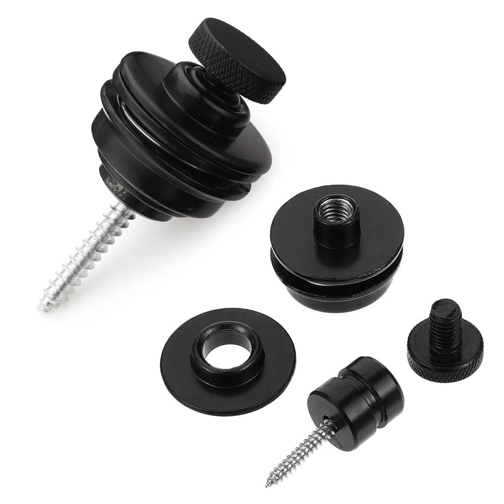4 Verrous De Sangle Pour Guitare - Métal Noir - Déclenchement Rapide