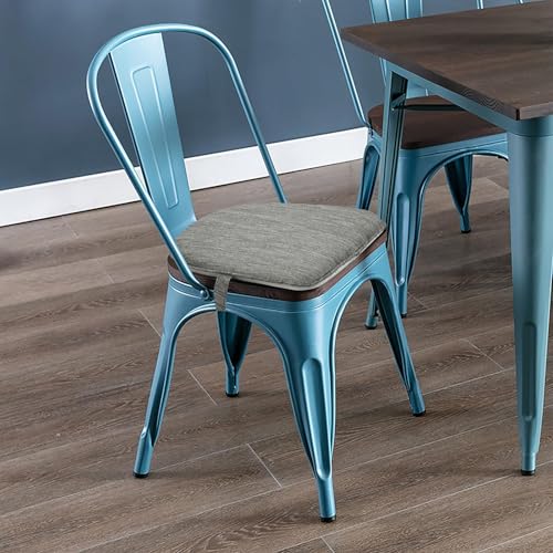 Image of baibu Set of 4 Memory Foam Dual-Layer Design Metal Dining Chair Pads Bar Stool Cushion with Ties for Metal Chairs or Bar Stools - 4 Cushions Only (Grey, 14x14x1.5in)
