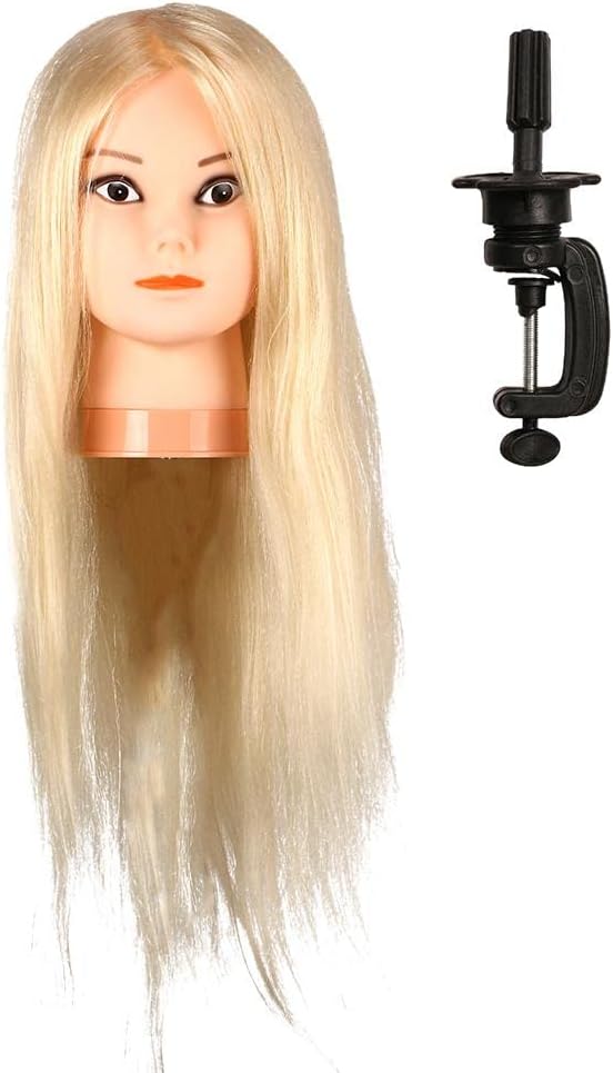 Professional Female Mannequin Head with Long Hair for Hairdressing Training - for Salon Hair Styling Practice, Cutting, Curling, Coloring, and Treatments - - Multicolor, 24in Blonde