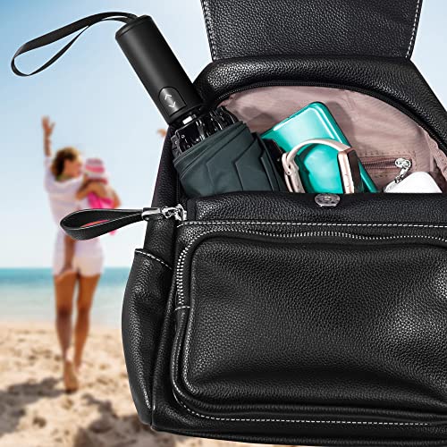 Urvoix Travel Umbrella Windproof For Rain - Double Canopy Vented With Reflective Strip, Automatic Open/Close Folding Umbrella For Backpack, Car - Compact And Lightweight For Men & Women (Dark Teal) #TOP6