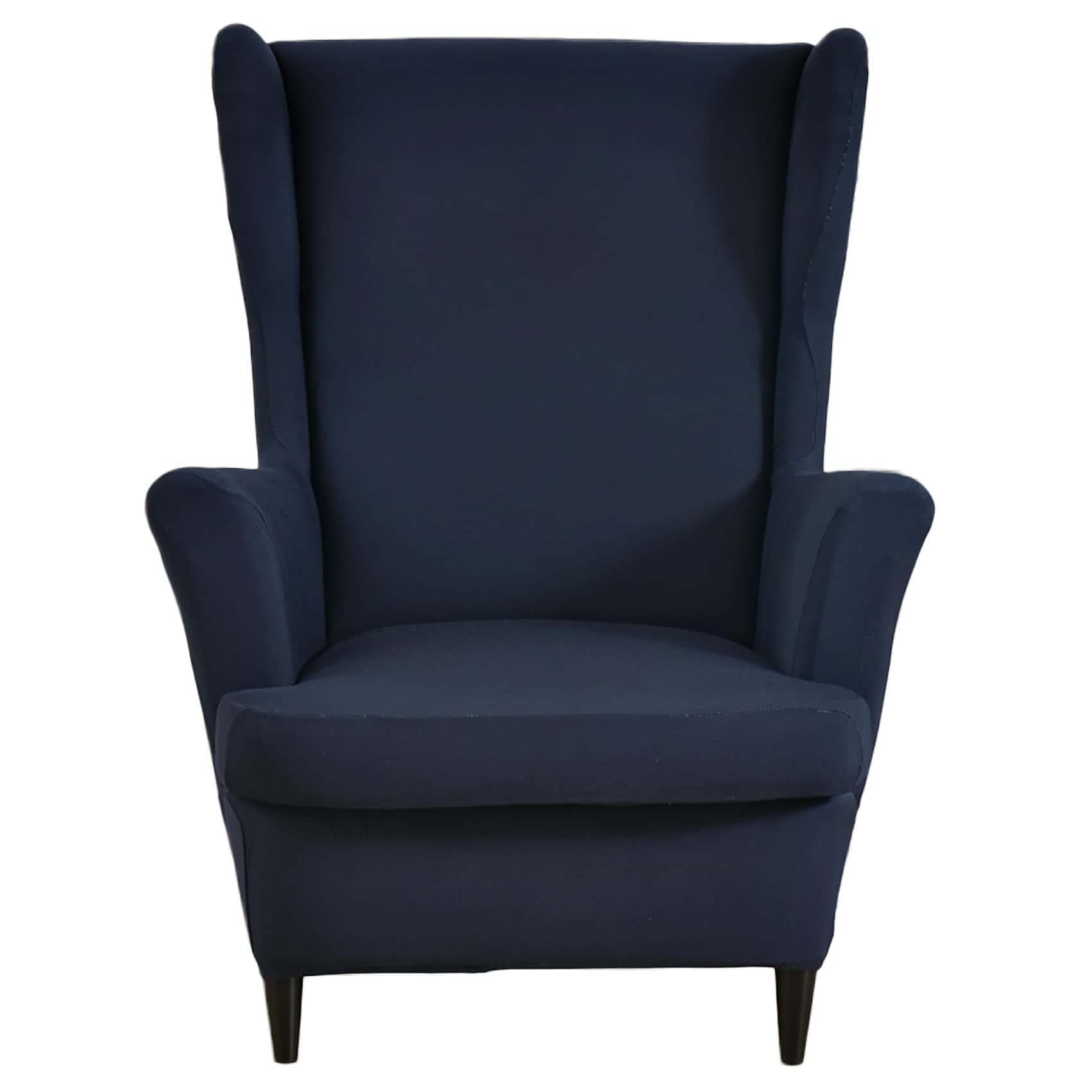HZDHCLH Wingback Lot de 2 housses de chaise avec accoudoirs - Tendance et élastique - Protection de meubles - Convient pour fauteuil, salon, chambre à coucher, hôtel (bleu marine)