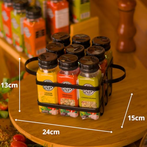 Conjunto de Temperos e Especiarias em 9 Potes,