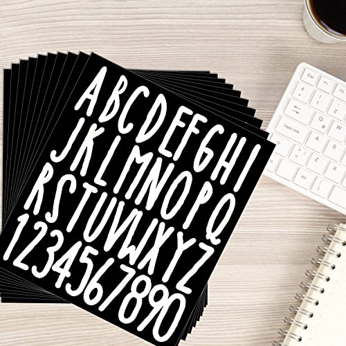 Waynoda 360 Pieces 10 Sheets Vinyl Letter Stickers Self-Adhesive Alphabet Numbers Kit Stickers Mailbox Numbers Sticker Letters For Mailbox, Signs, Window, Door, Home, Business, Address Number(White,2 Inch) #TOP6