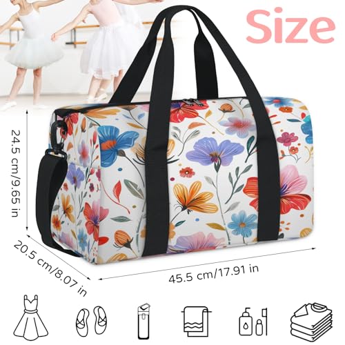 Watercolor Flower Travel Duffel Bag for Women and Men, Colorful Floral Sport Tote Gym Bag Carry on Weekender Overnight Bags2