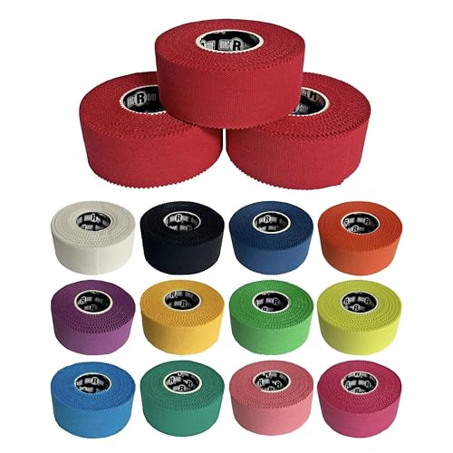 Image of Ringside 1 inch Athletic Trainers Tape, Cotton Kinesiology Tape for Combat Sports, Adhesive, 30 Foot Rolls, Red, 3 Pack