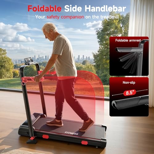 Image of RHYTHM FUN 13% Incline Walking Pad Treadmill, 6.2MPH Foldable Walking Pad with Handle Bar, Under Desk Treadmills for Home Office, 300 LBS Capacity