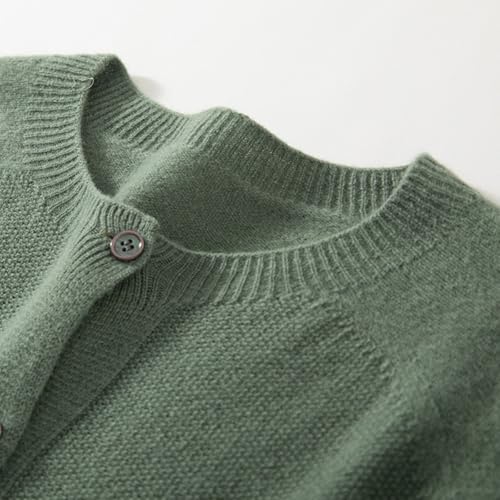 Image of Women's 100% Merino Wool Crew Neck Cardigan Lightweight Sweaters | Long Sleeve, Open Front, Button Down, Soft Knitted Coat, Casual, Breathable Tops, Business Outerwear, Cashmere Alternative