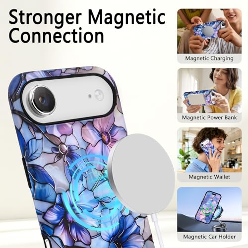 Coque iPhone 17 Air Tcaraersing en verre teinté mosaïque florale mate