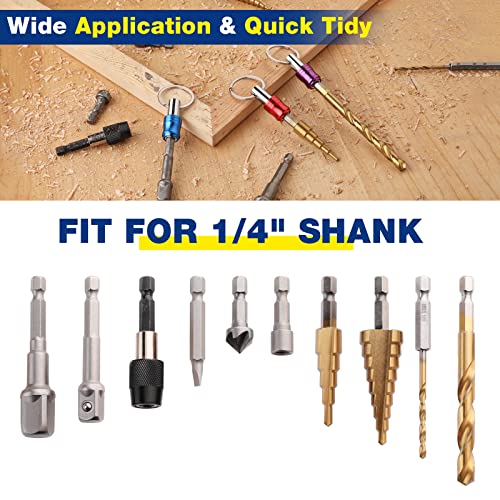Workpro 1/4 Inch Hex Shank Bit Holder, 3Pcs Quick Release Drill Bit Holder Keychain For Impact Driver, Portable Screwdriver Bits Holder, Aluminum Alloy, Color Coded #TOP5